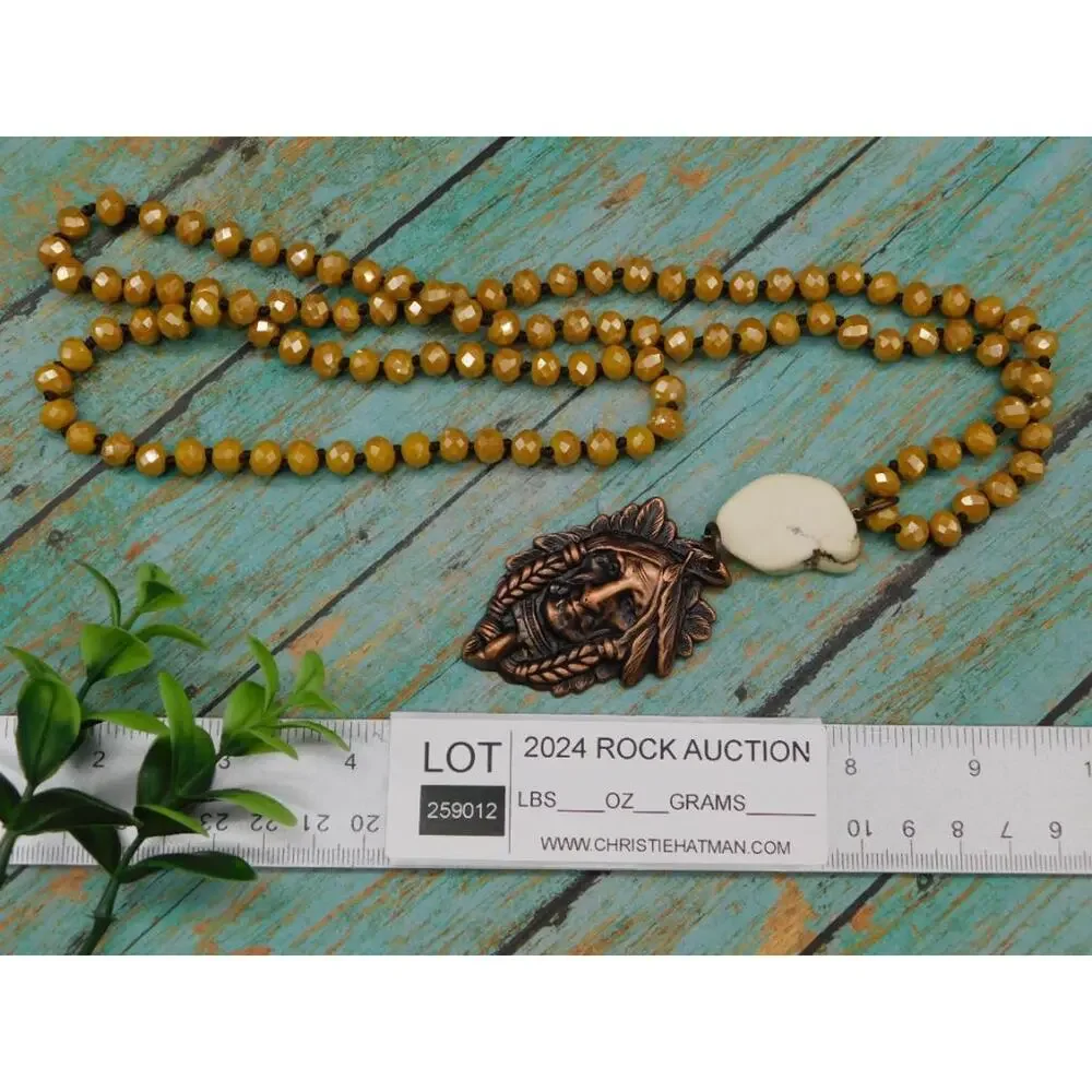 CHIEF PENDANT ON SPARKLE BEAD NECKLACE - Picture 3 of 3